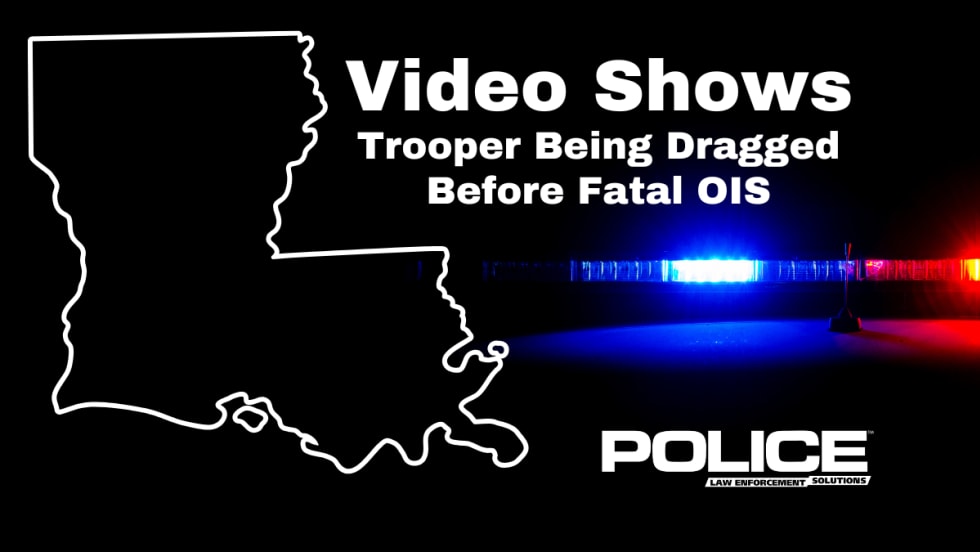 Black background with image of police lights, outline of Louisiana, and white headline for Fatal OIS