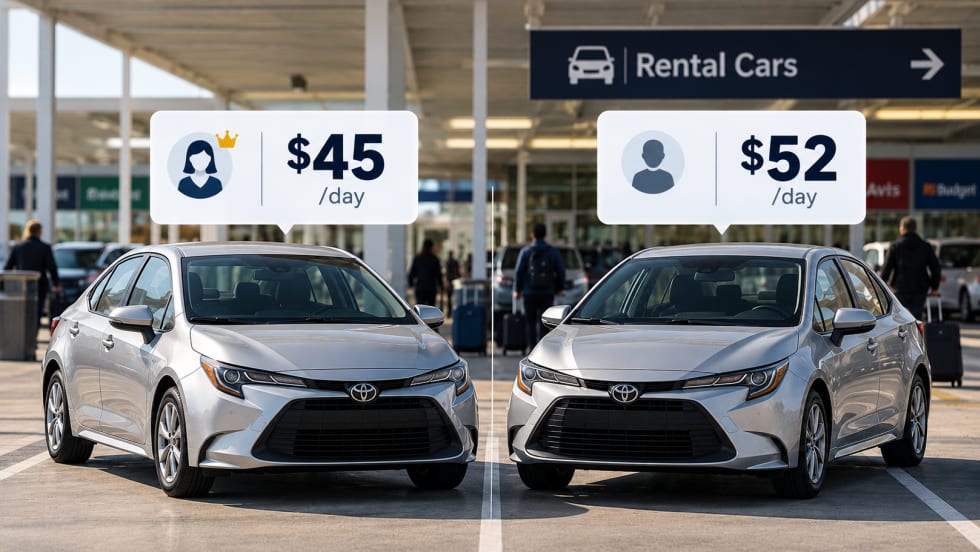 Two identical rental cars, two different prices
