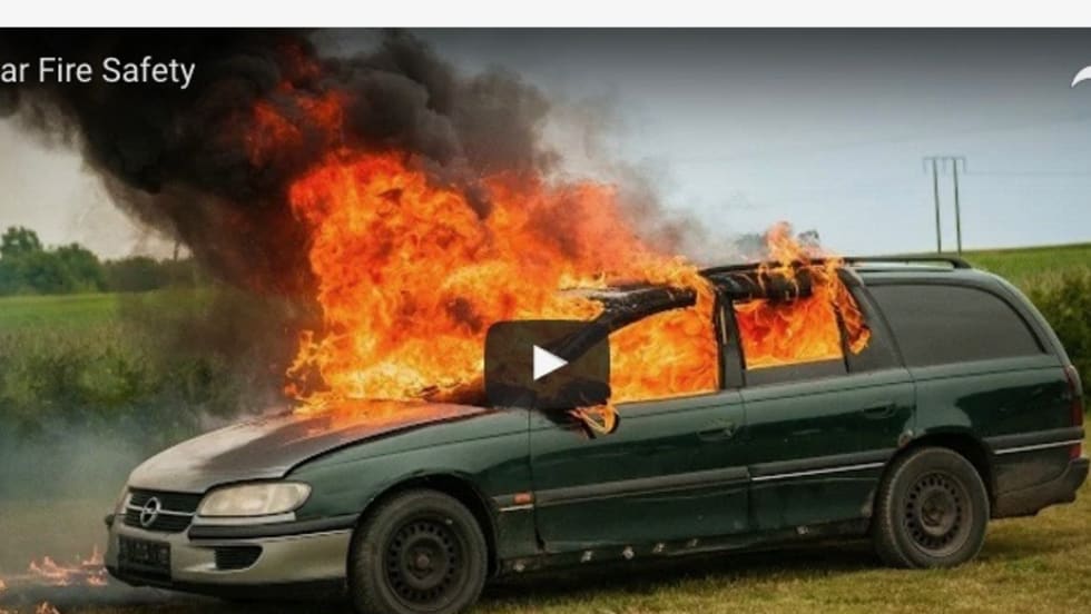 A car on fire courtesy of FEMA