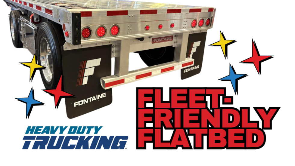 YouTube thumbnail with Fontaine Force flatbed trailer