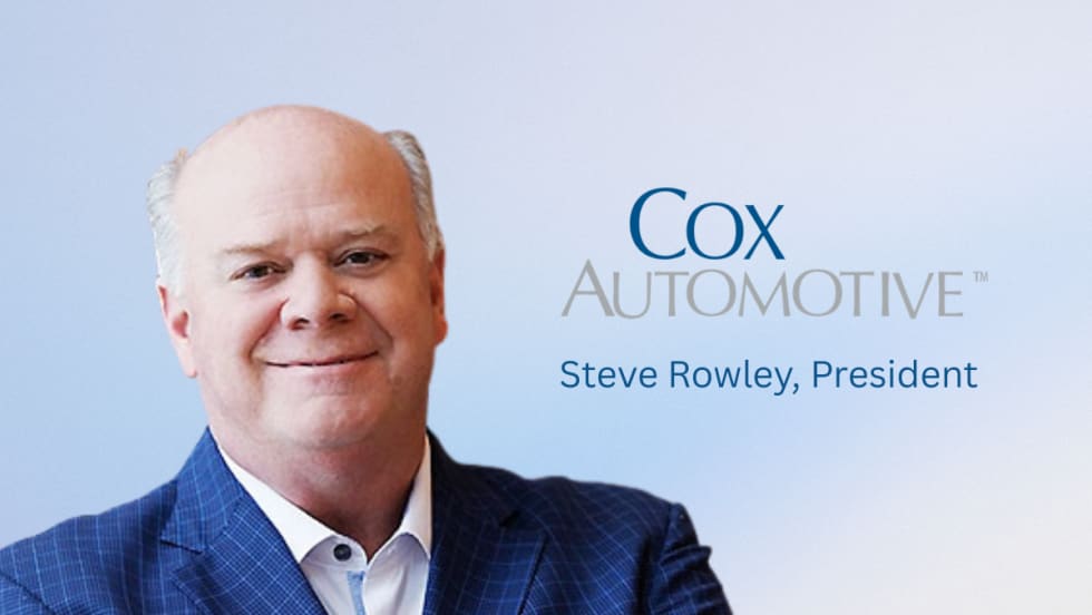 Portrait of Cox Automotive President Steve Rowley alongside company logo, representing acquisition of Fullpath to enhance AI-driven data and marketing solutions for auto dealers.