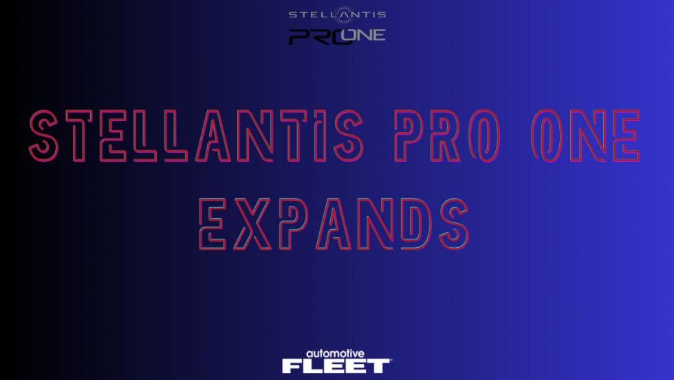 A blue and red AF graphic describing the Stellantis Pro One expansion to North America.
