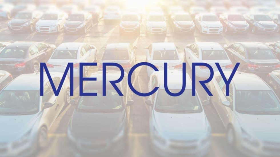 A graphic of cars with Mercury logo.