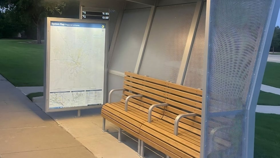 DART's new Tolar bus stop with wayfinding signage.