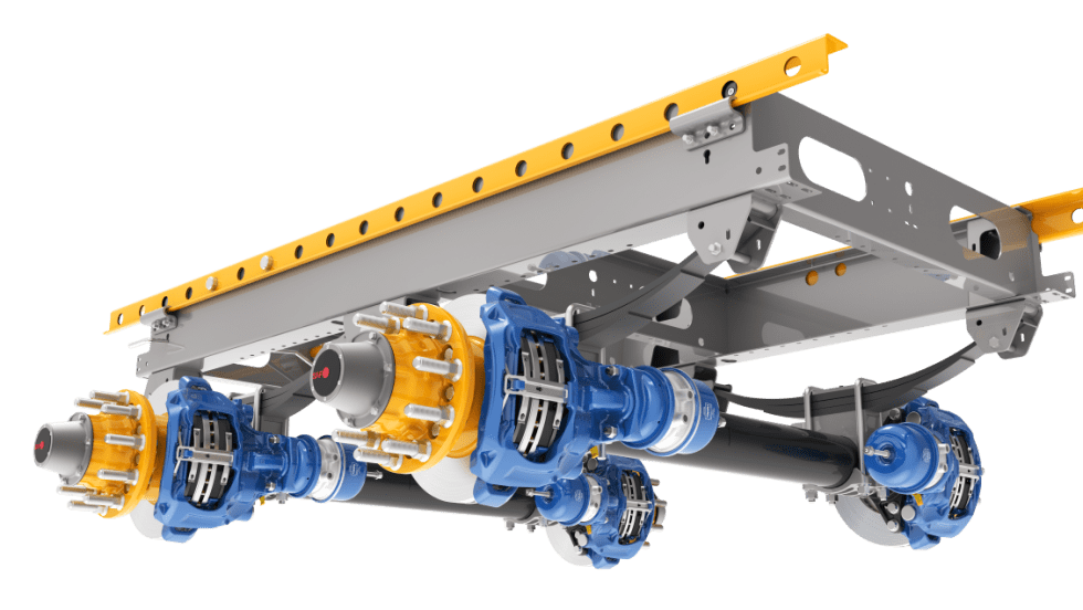 Diagram of trailer tandem slider suspension