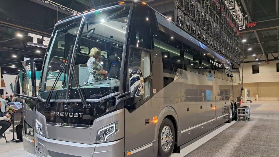 A Prevost H3-45 at 2026's UMA Expo.