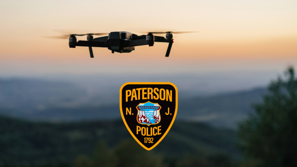 drone with paterson police shield