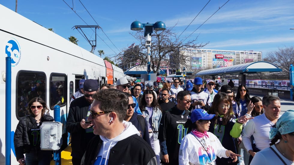 Fans riding VTA for Super Bowl LX.