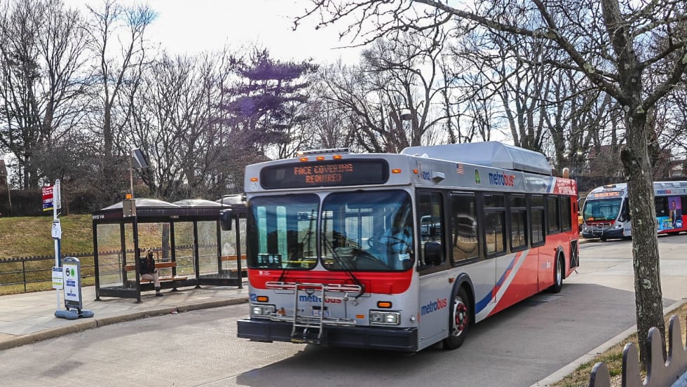 A WMATA bus at a transit center