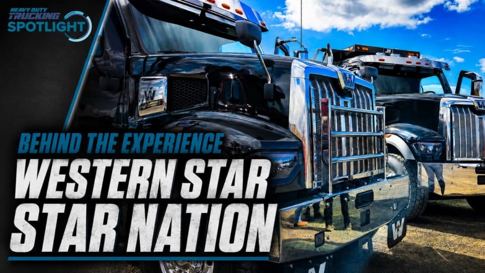 YouTube thumbnail showing two Western Star trucks with the text "Behind the Experience: Western Star Star Nation"