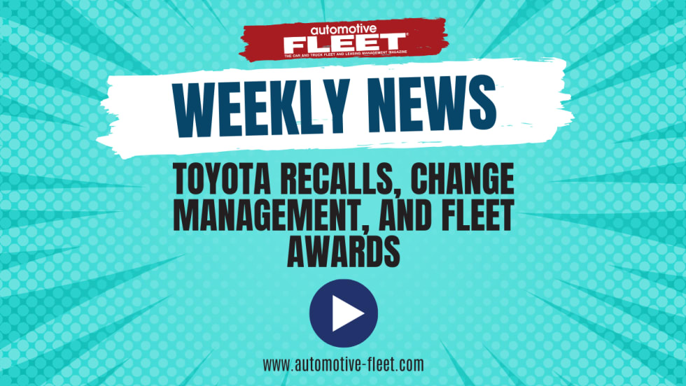 A blue thumbnail highlighting the video series called "AF Weekly News: Toyota Recalls, Change Management, and Fleet Awards." 