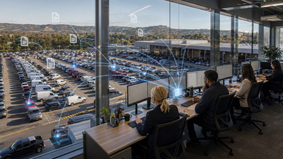 Auction staff overlooks auction lot