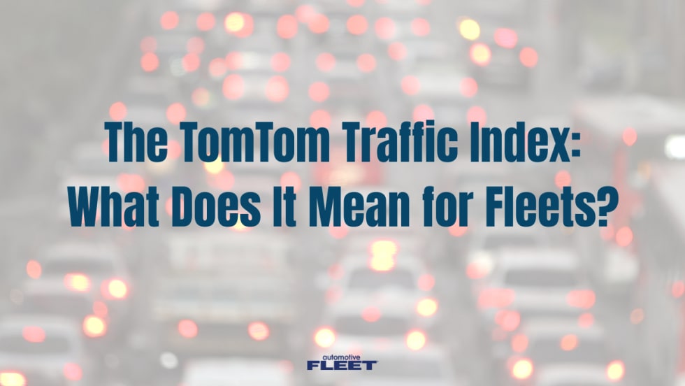 A transparent background of traffic with a caption and logo in the center.