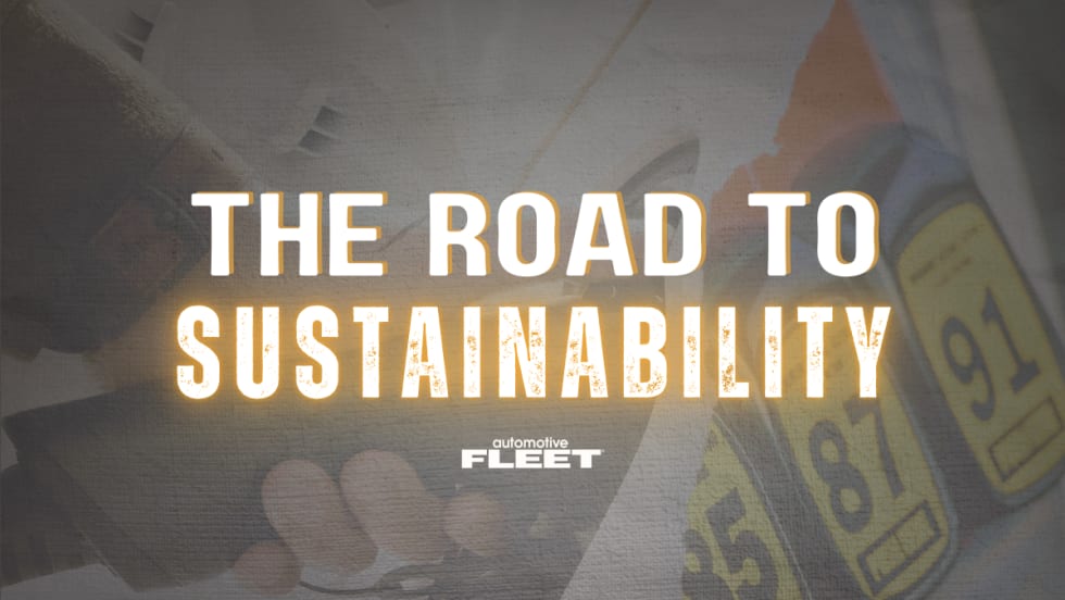 A graphic that reads "The Road to Sustainability".