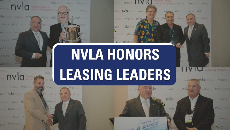 A collage of award recipients with the text "NVLA Honors Leasing Leaders". 