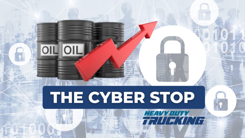 Cyberstop column header depicting images related to cybersecurity and rising oil prices