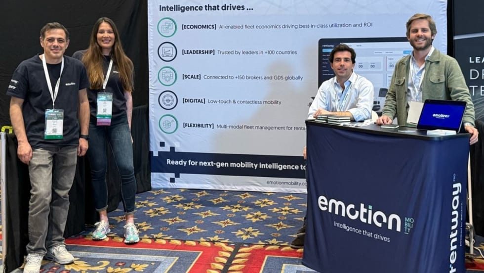 Four representatives from Emotion appear at their exhibit at ICRS 2025 in Las Vegas.