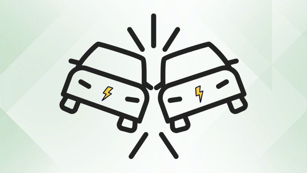 Graphic used with a report on electric and hybrid vehicle collision claims, highlighting industry trends in repair frequency, costs and parts usage as EV adoption grows.