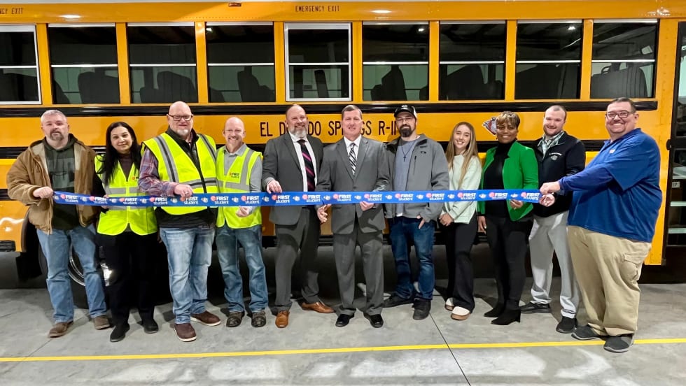 El Dorado Springs R-2 schools celebrates the launch of 13 electric buses.