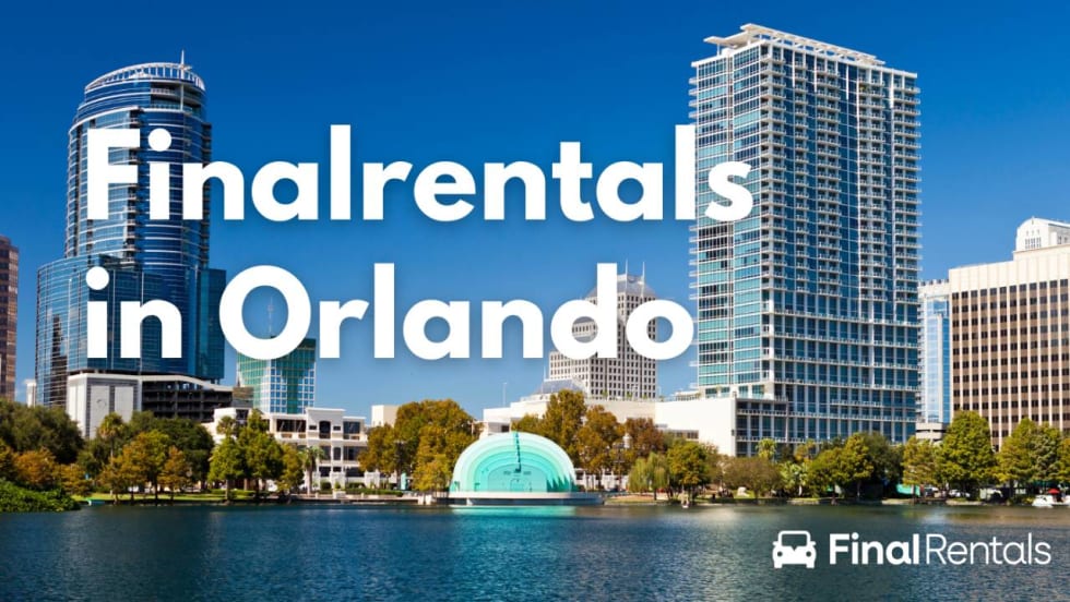 Orlando skyline along lakefront.