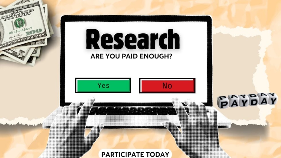 person at laptop taking survey. 