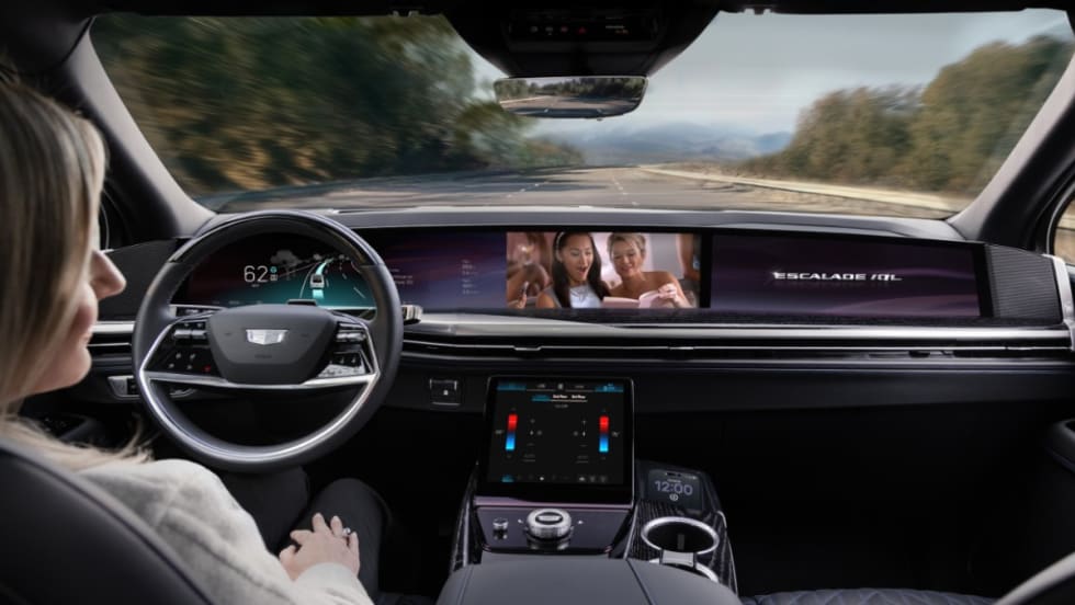 2028 Cadillac Escalade IQL driving. 