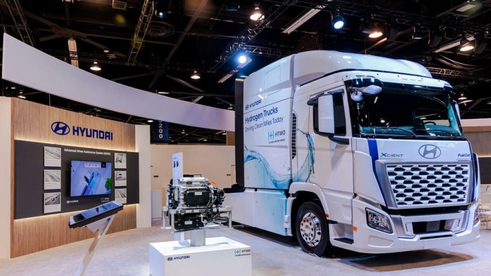 Hyundai Xcient truck at ACT Expo 2025.