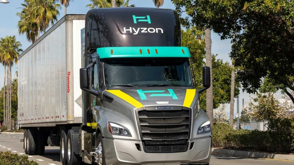 Hyzon Class 8 hydrogen fuel cell truck.