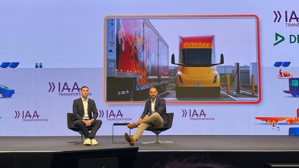 PepsiCo's Dejan Antunovic and Tesla's Dan Priestley speak at IAA 2024.