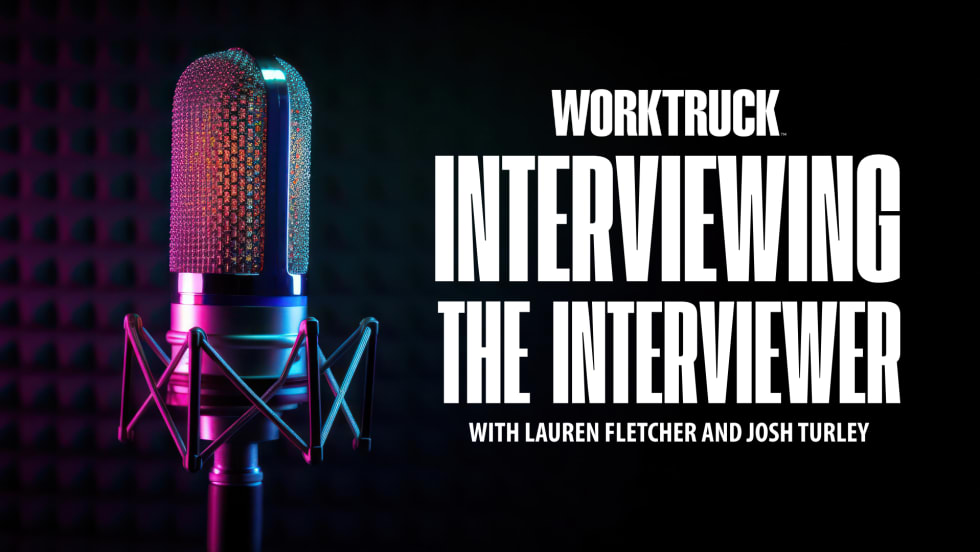 Work Truck Interviewing the Interviewer with Luren Fletcher and Josh Turley on black background with podcast mic