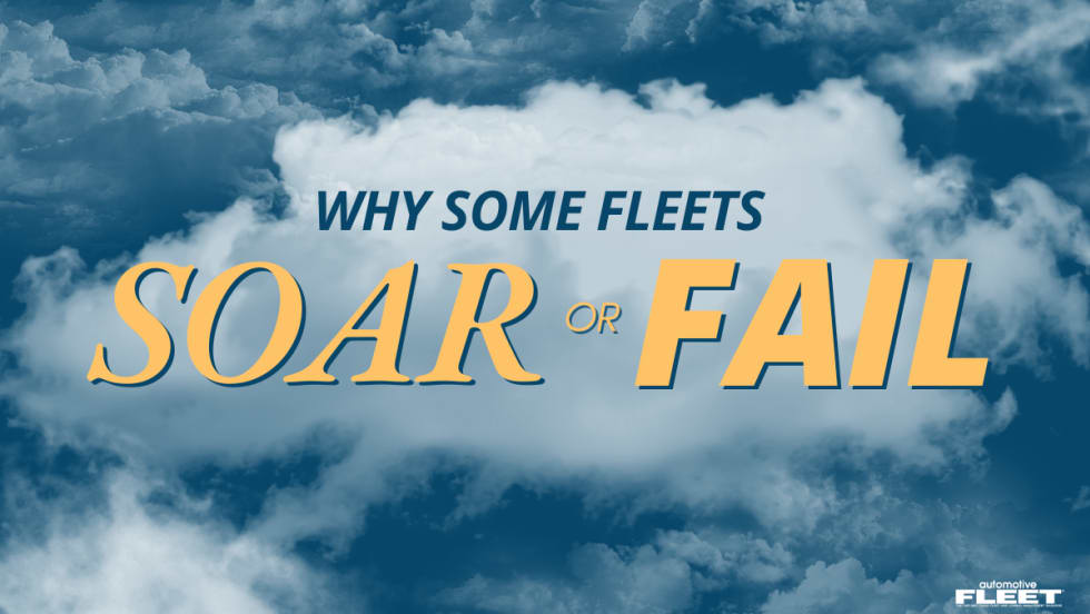 A collage of clouds over a dark blue sky with text reading "Why Some Sleets Soar or Fail".