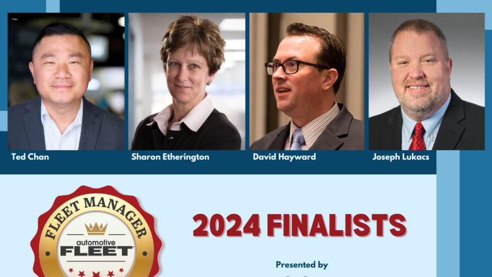 A blue graphic listening the Fleet Manager of the Year finalists.