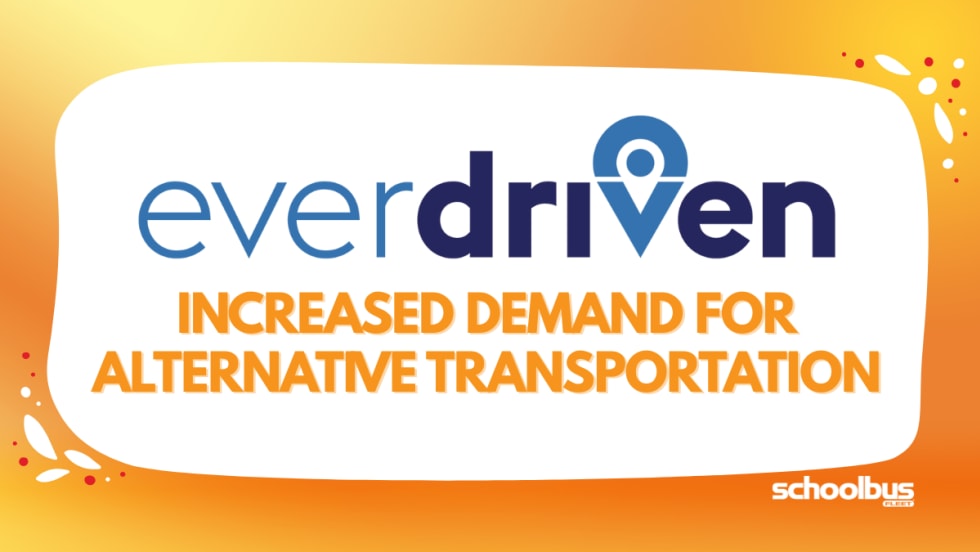 An orange and white graphic with EverDriven's logo and text reading, "Increased Demand for Alternative Transportation."