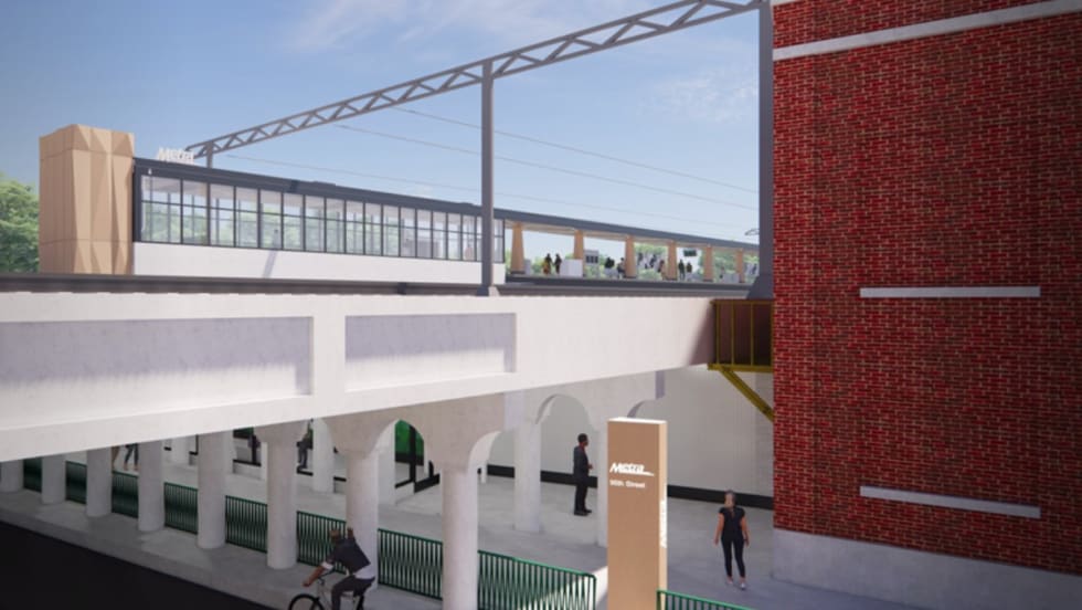 A digital illustration of changes to the 95th Street/CSU station.