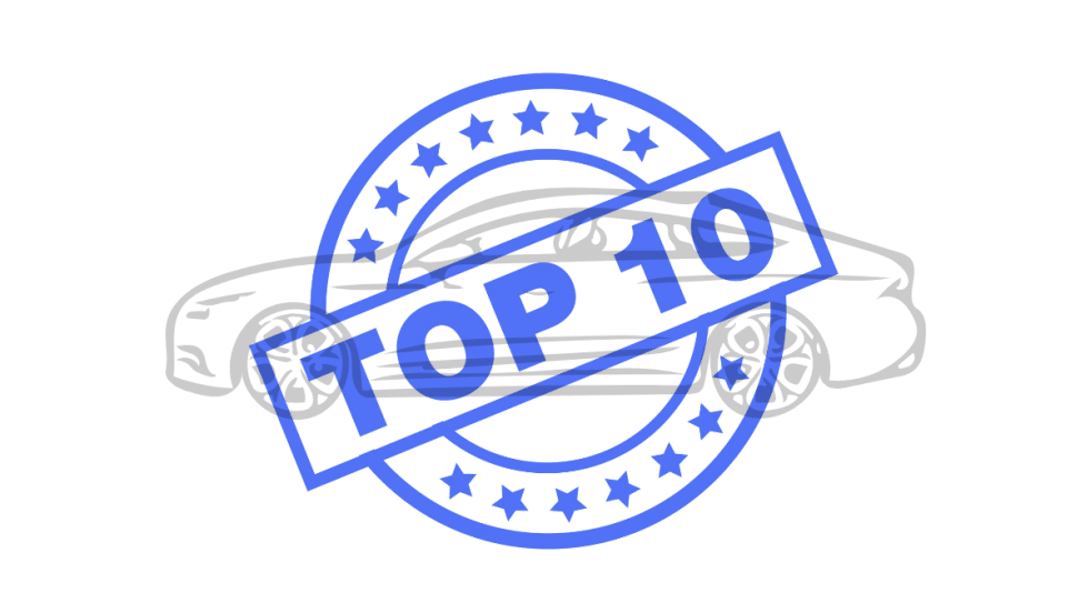Top 10 stamp over a car outline