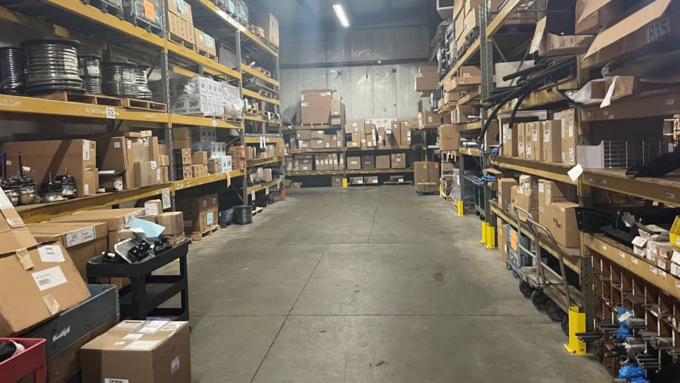 Truck parts inventory room.