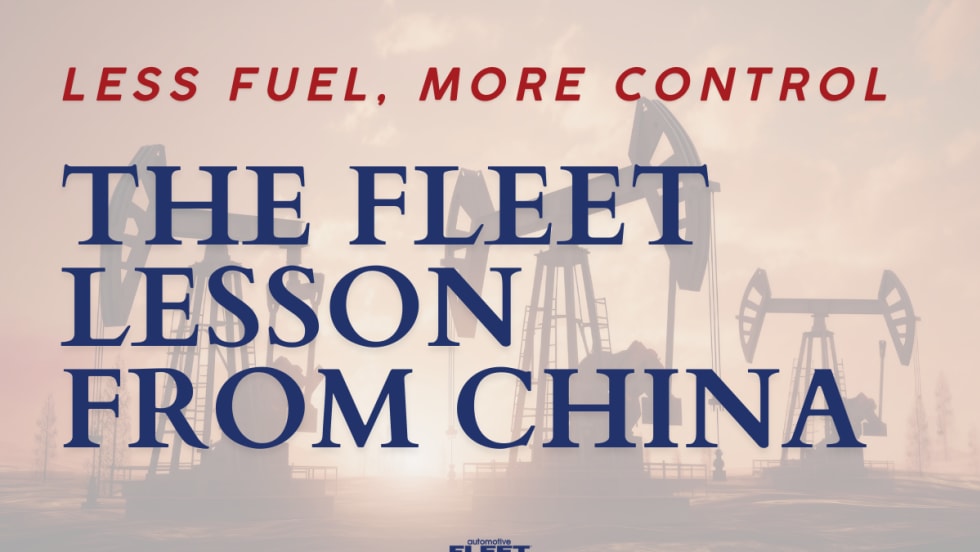 Oil pumpjacks at sunrise with overlay text about China’s fleet electrification, illustrating reduced oil dependence and the impact of EV adoption on global fuel demand.