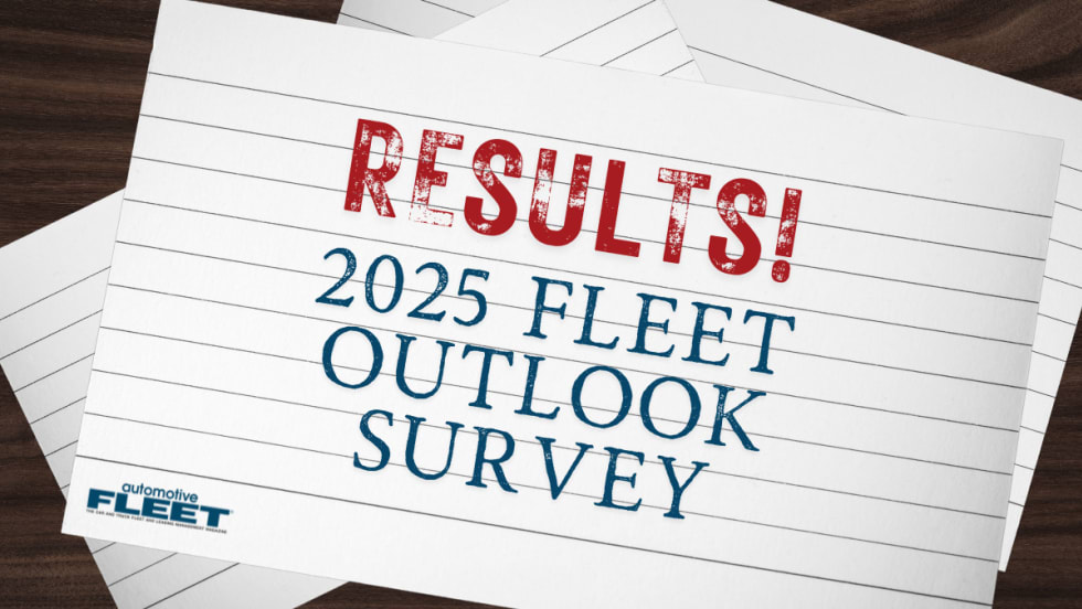 A pile of index cards with text reading "RESULTS! 2025 FLEET OUTLOOKS SURVEY".