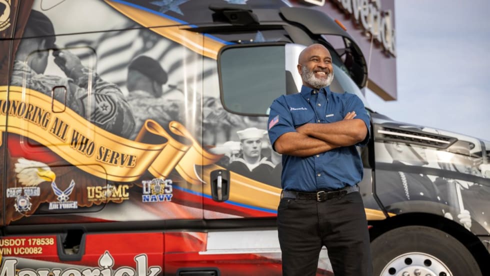 Maverick driver Darryl Hammond and the "Salute" truck.