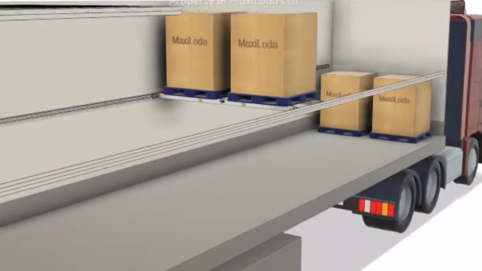 Illustration of Maxiloda glide double-decking system inside trailer