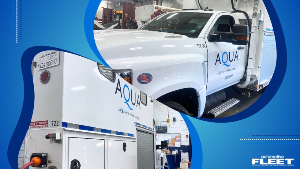 Multiple angles of a white Silverado HD vehicle on a blue graphic.