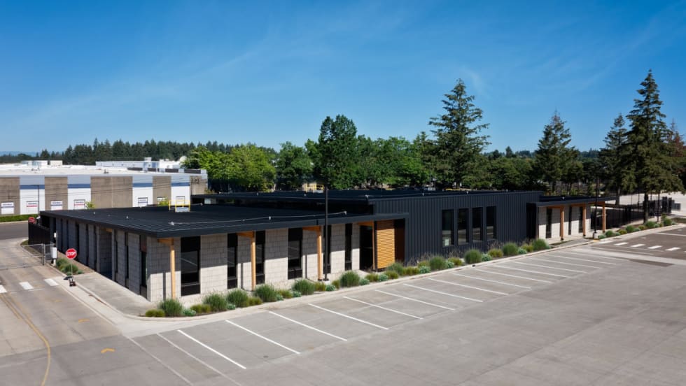 Exterior daytime shot of C-TRAN's new campus expansion in Vancouver, Washington.