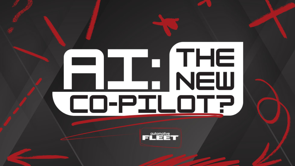 A black, white and red graphic with text reading "AI: The New Co-Pilot?".