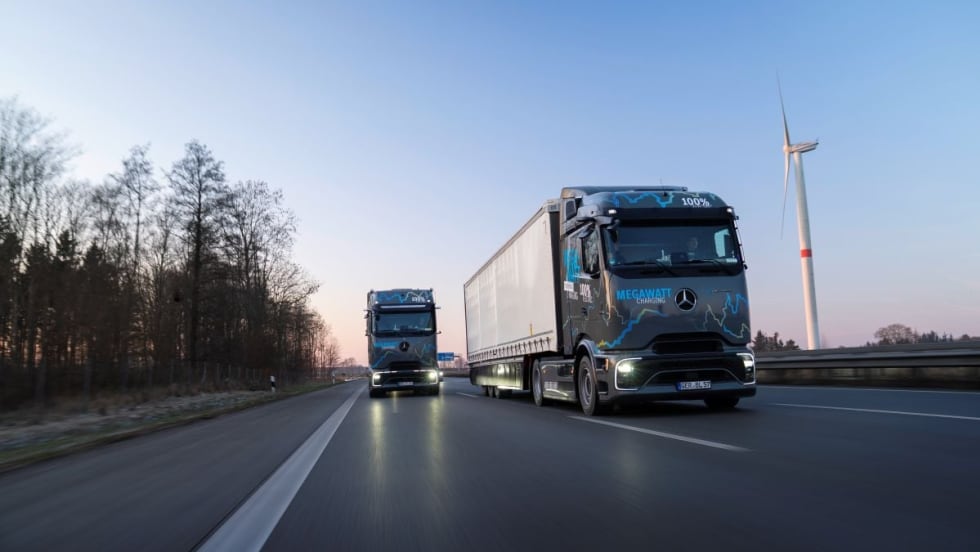 Mercedes-Benz eActros trucks. 
