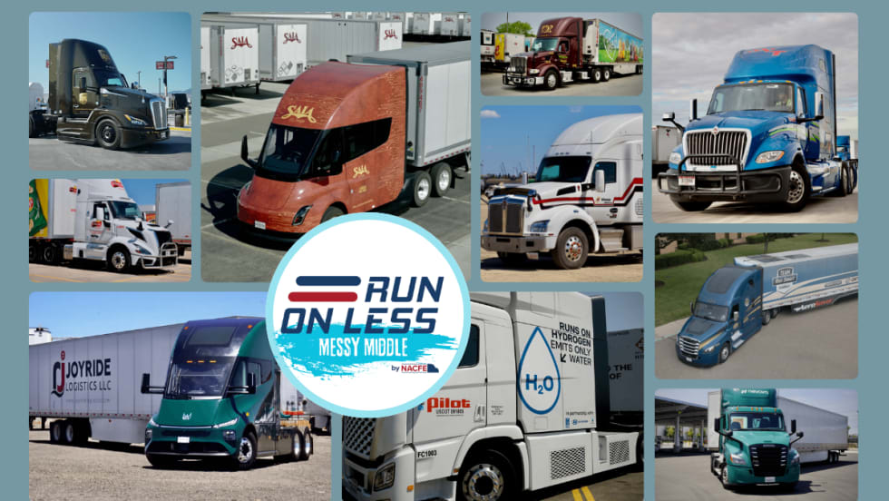Collage of trucks from NACFE Run on Less Messy Middle