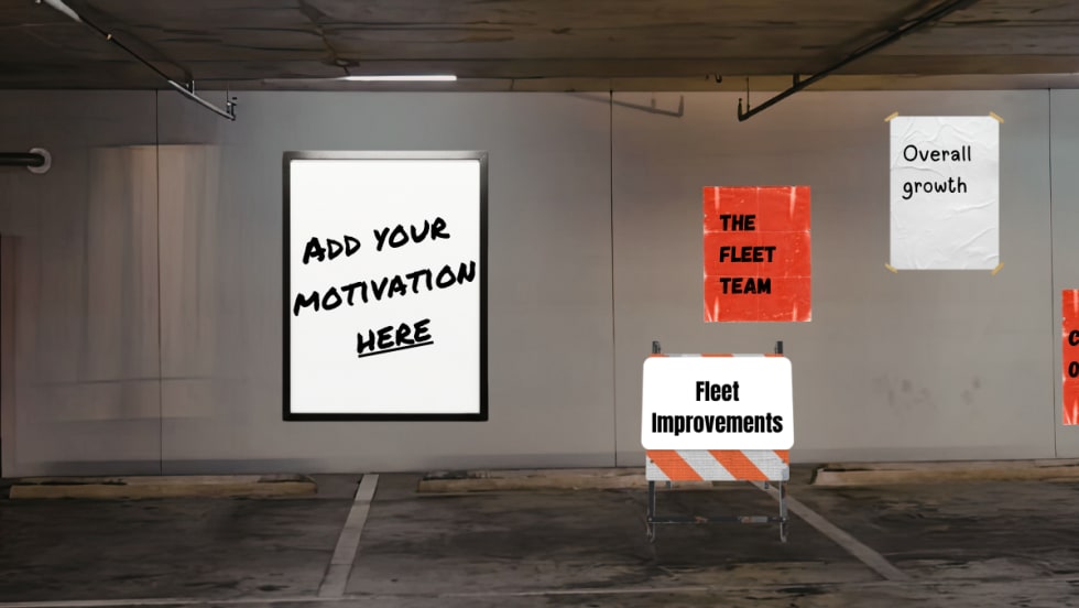 A garage wall with motivational possibilities. 