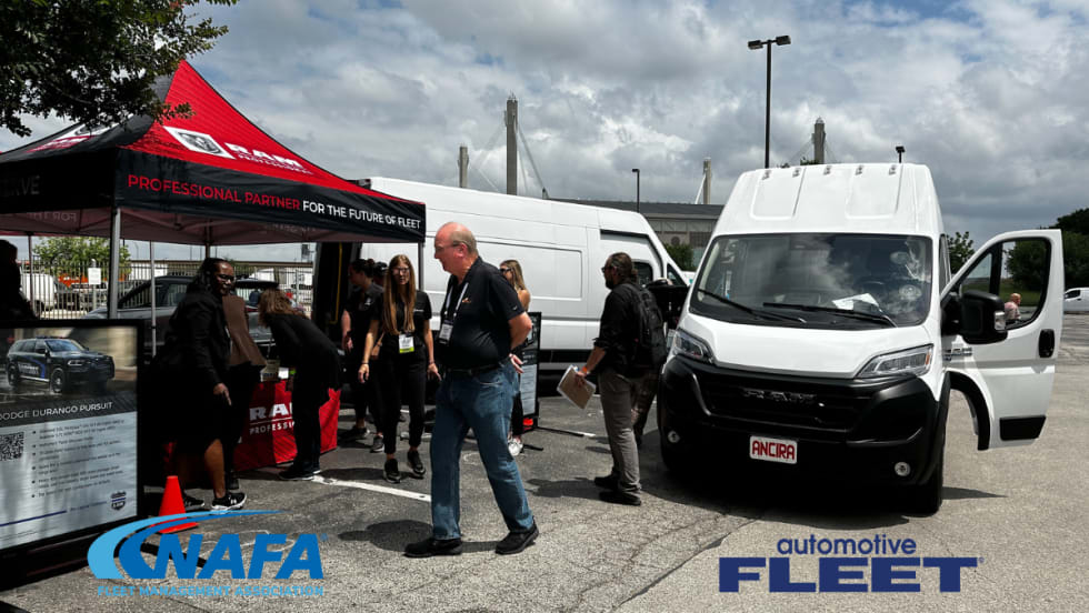 Outdoor ride and drive event with NAFA and Automotive Fleet logos.