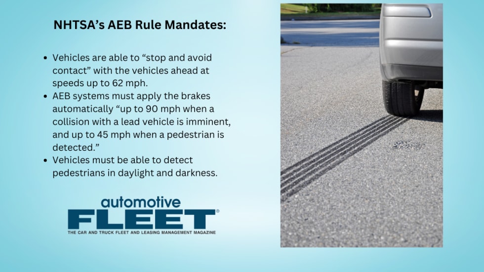 A car wheel with a skid mark and takes outlining a new regulation.
