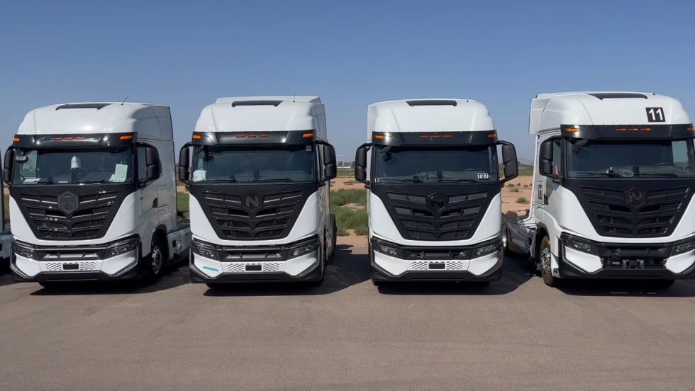 Nikola battery-electric trucks. 
