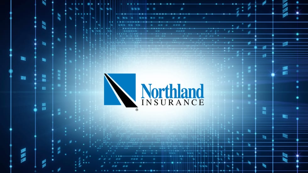 Northland Insurance graphic illustrating telematics data and fleet safety analytics related to trucking risk management and driver coaching.